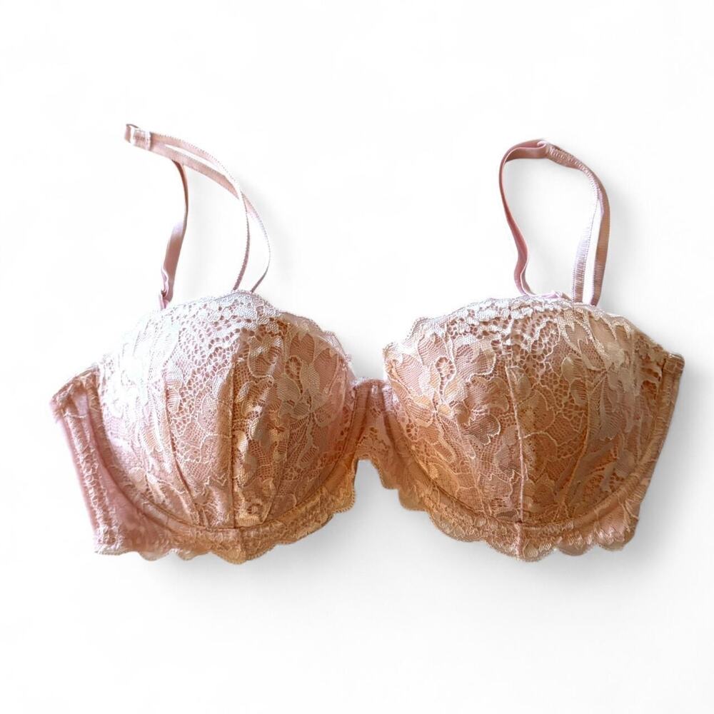 Victoria’s‎ Secret PINK Multi-Way Demi Balconette Bra Lace Pink Underwire Lined